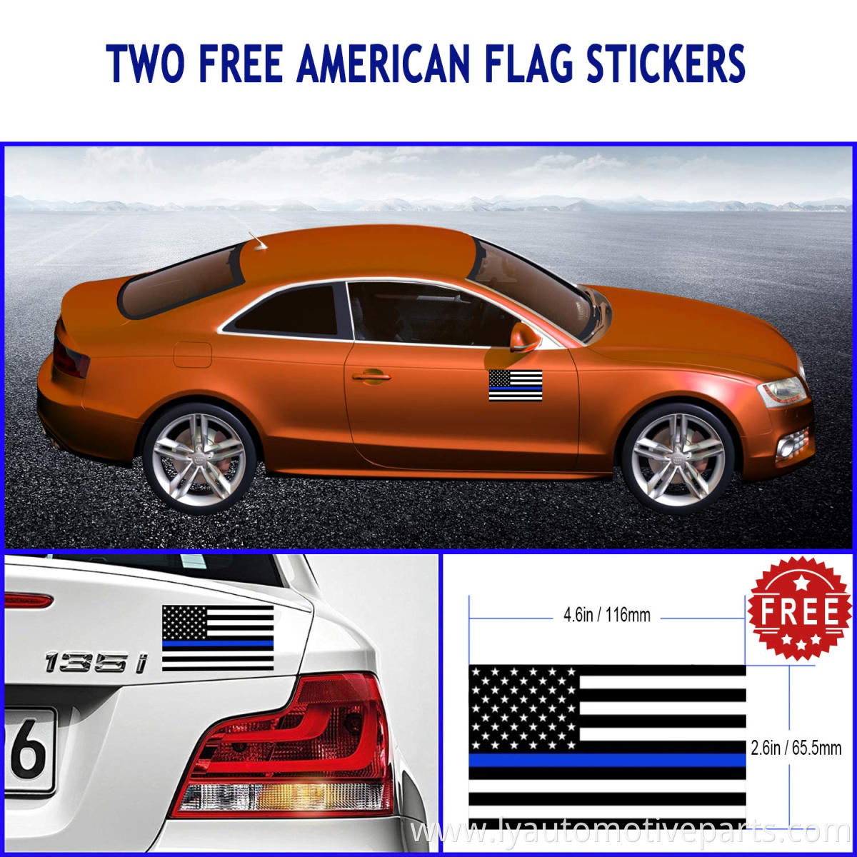 2 Pack USA Flag License Plate Frame- American Auto Car Tag Holder Cover Novelty Personalized Aluminum Bracket